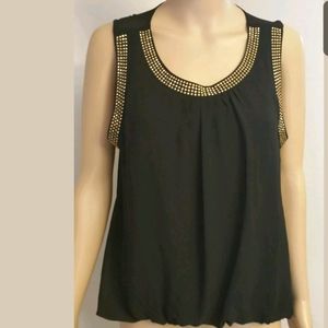 BCX Women's Black Scoop Embellished Neck size M